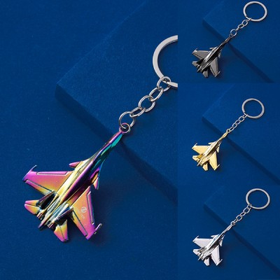 Fighter Plane Shaped Key Chain Zinc Alloy Keychain Iridescent Color Key Chain