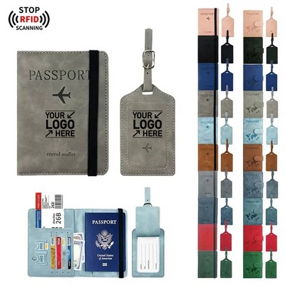 PU Anti-Magnetic Passport Holder And Luggage Tag Set