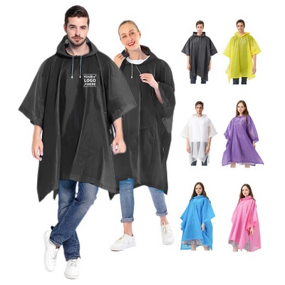 Adults Rain Poncho with Drawstring Hood