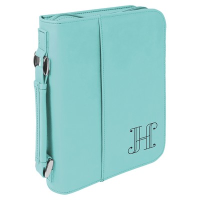 Teal Leatherette Book/Bible Cover with Handle & Zipper