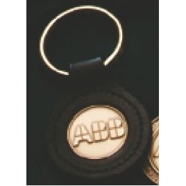 Black Leather Key Fobs w/ Brass Emblem