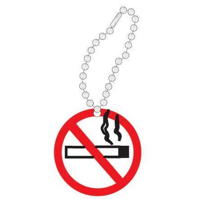 No Smoking Sign Promotional Line Key Chain w/ Black Back (6 Square Inch)