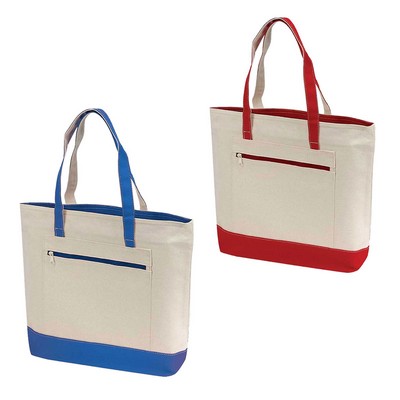 Zipper Canvas Tote Bag w/Gusset (18"x14"x4½")