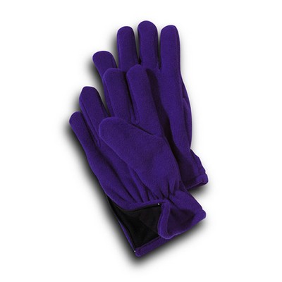 Purple Fleece Zipper Gloves