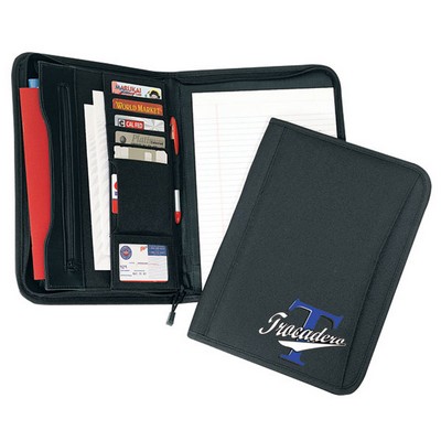 Poly Zipper Padfolio w/Multiple Business Card Pocket