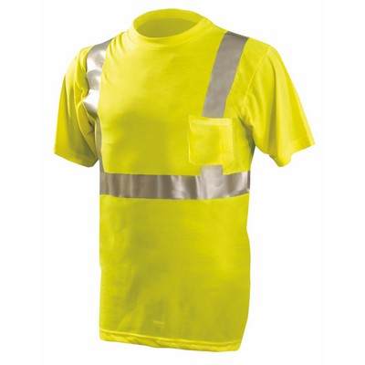 Class 2 Short Sleeve High Visibility 5.3 Oz. Polyester T-Shirt w/Pocket