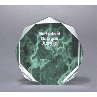 Octagon Acrylic Green Marbleized Award - 7" Diameter