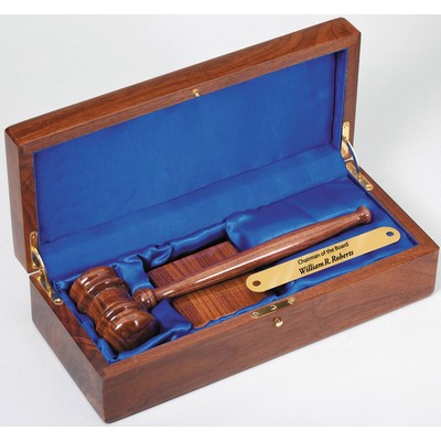 10" Walnut Finish Gavel Set w/ Presentation Case