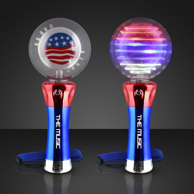 Light Up Magic Spinning American Flag Wand - Domestic Imprint