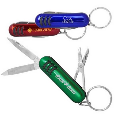 Multi Function Sure Grip Pocket Knife w/Key Ring