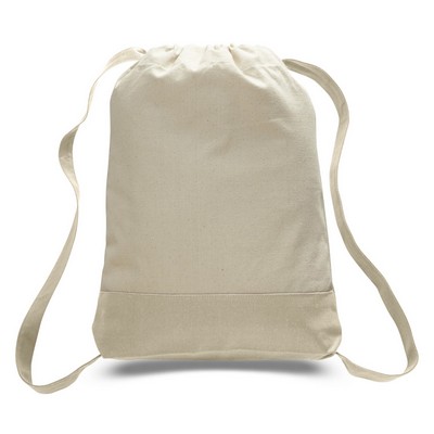 Natural 12 Oz. Canvas Cinch Backpack - Blank (14"x18"x2")