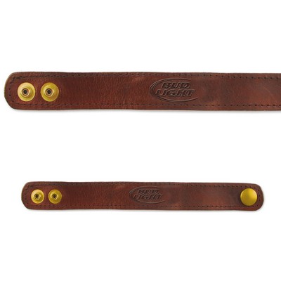 Synthetic Leather Bracelet with Embossed Logo (2 Snaps)