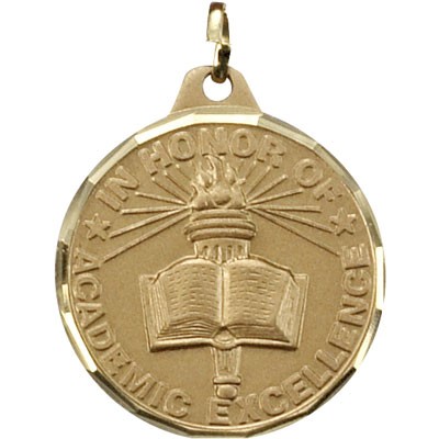 E Series Die Struck Academic Achievement Book Medal w/Torch