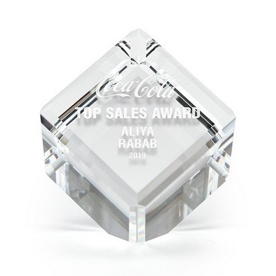 2½" Slant Cut Glass Cube