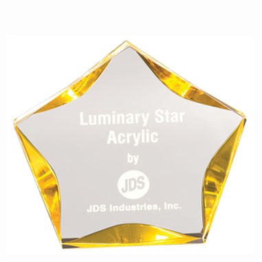 Clear Luminary Star Acrylic Award w/ Gold Trim (5")