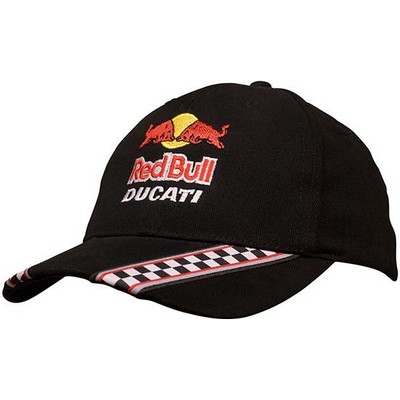 Brushed Heavy Cotton Cap w/Racing Ribbon On Visor & Closure (Embroidered)