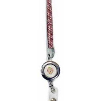 3/8" Wide Rhinestone Lanyard & Retractable Badge Holder W/ Vinyl Clip