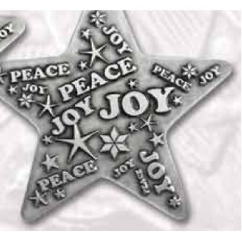 Full Size Stock Design Peace & Joy Pewter Star Ornament