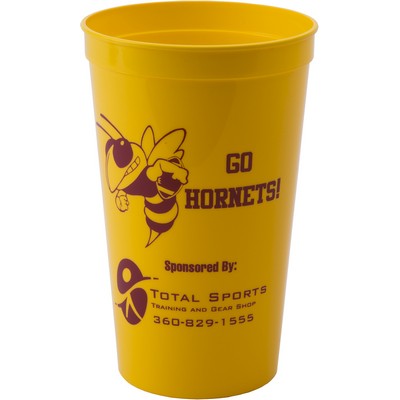 22 Oz. Smooth Walled Plastic Stadium Cup with Automated Silkscreen Imprint