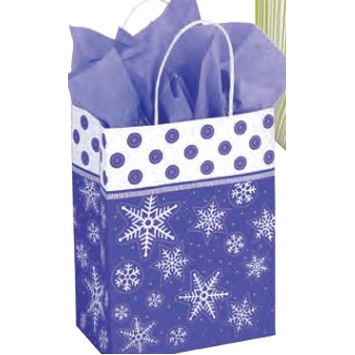 Snowflakes Chimp Recycled White Kraft Shopping Bag (8"x4 3/4"x10 1/2")