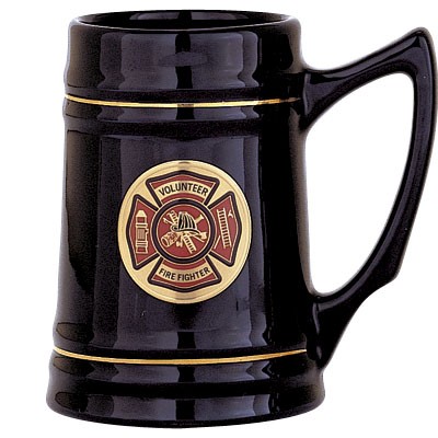 28 Oz. Black Ceramic Tankard Mug w/2" Medallion Insert