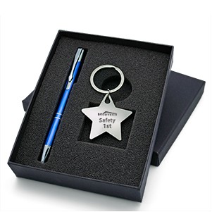 Lovely Gift Set with Polished Star Shaped Keychain & Aluminum Pen