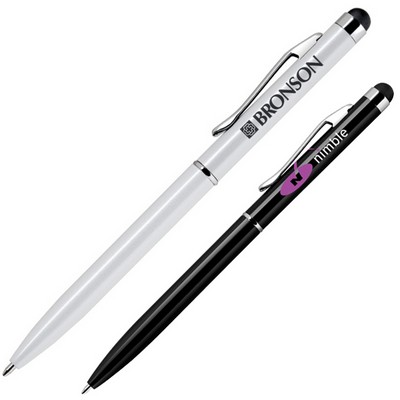 Dual Function Lightweight Aluminum Ballpoint Pen w/ Capacitive Stylus