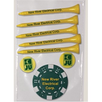 Value Pack w/ Five 2 3/4" Tiger Golf Tees, Two 3/4" Ball Markers & 1 Poker Chip