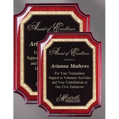 8" x 10" Rosewood Piano Notched Plaque w/Gold & Black Plate