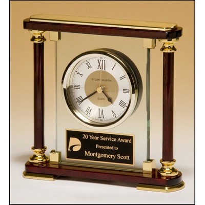 Traditional Glass and Rosewood Clock Award (7"x7")