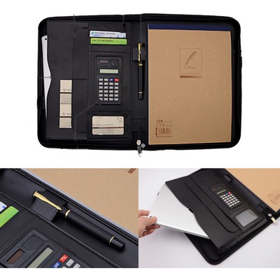 PU Leather Zippered Portfolio