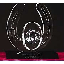 Crystal Sculpted Horseshoe Award w/Cowboy Hat