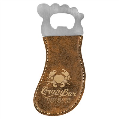 Foot Shaped Bottle Opener with Magnet, Rustic Faux Leather