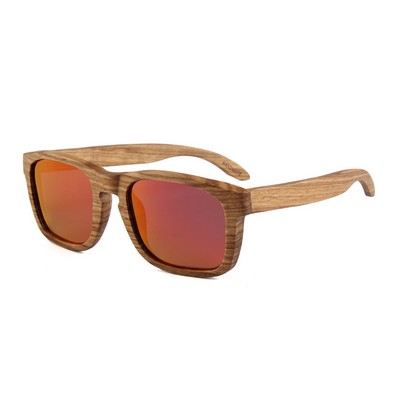 Zebra Wood Sunglasses - Red Mirror Polarized Lenses - Zebra Wood Frames