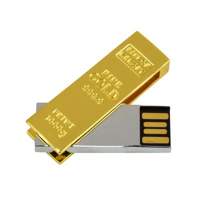 16 GB Gold Bar Swivel Flash Drive