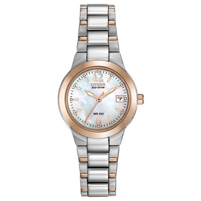 Citizen® Ladies' Chandler Eco-Drive Two-Tone Watch w/Mother of Pearl Dial