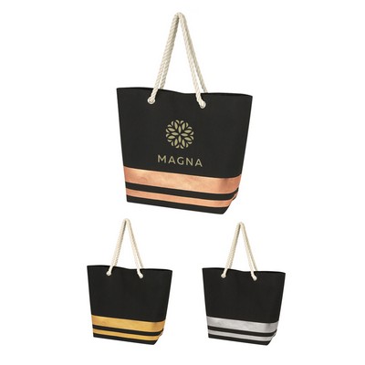 Metallic Accent Rope Tote Bag