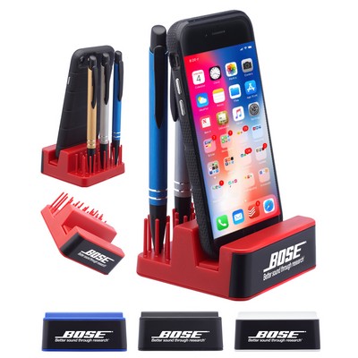 Union Printed - Desk Organizer & Phone Stand with Engraved Light-Up LED Logo