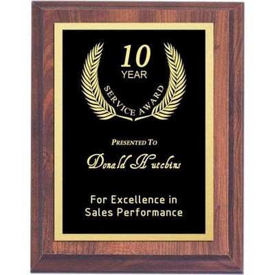 Digital Lasered Cherry Finish Award Plaque 10.5x13"