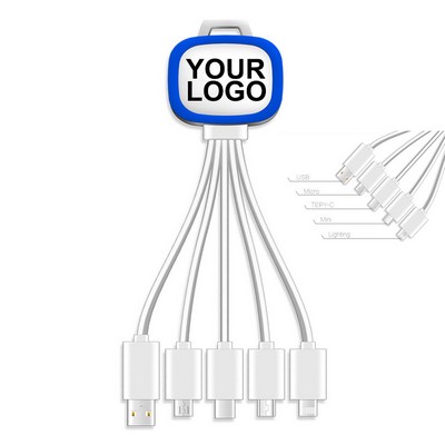 5 In 1 Keychain LED USB Phone Charging Cable