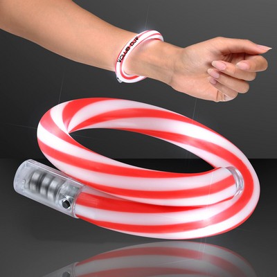 Flashing Christmas Candy Cane Bracelets - Domestic Imprint