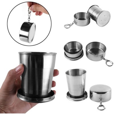 5 Oz. Foldable Stainless Steel Cup with Key Chain