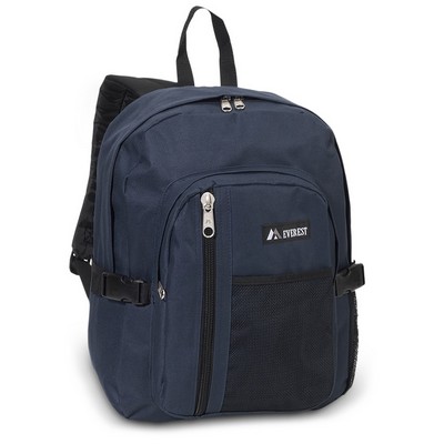 Everest Backpack with Front Mesh Pocket, Navy Blue/Black