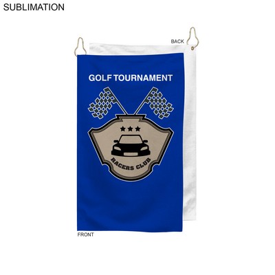 Colored Microfiber Dri-Lite Terry Golf Towel, Finished size 15x25, Nofold Grommet & Hook, Sublimated