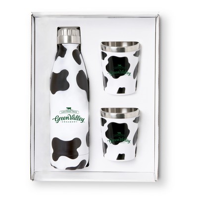 Bottle & Tumblers Gift Set (Cow)