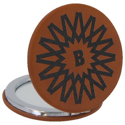 Faux Leather Compact Mirror, Rawhide