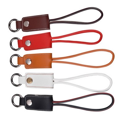 PU Leather Keychain Charging Cable USB Date Cord