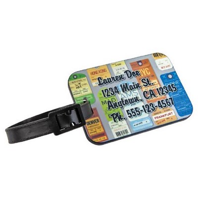 Rectangle Polymer Luggage Tag with Black Edge and Strap, 3 1/2 x 2 3/16"