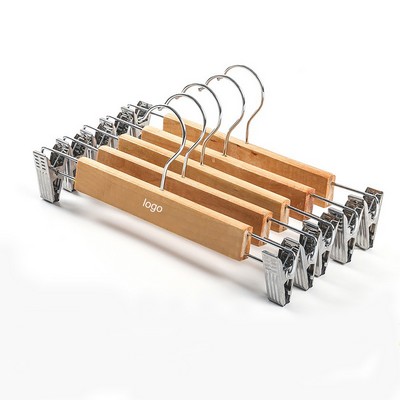 Wooden Trouser Hanger With Clips