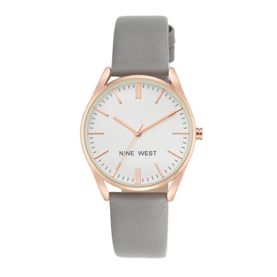 Nine West® Women's Matte White w/Gray Strap Watch